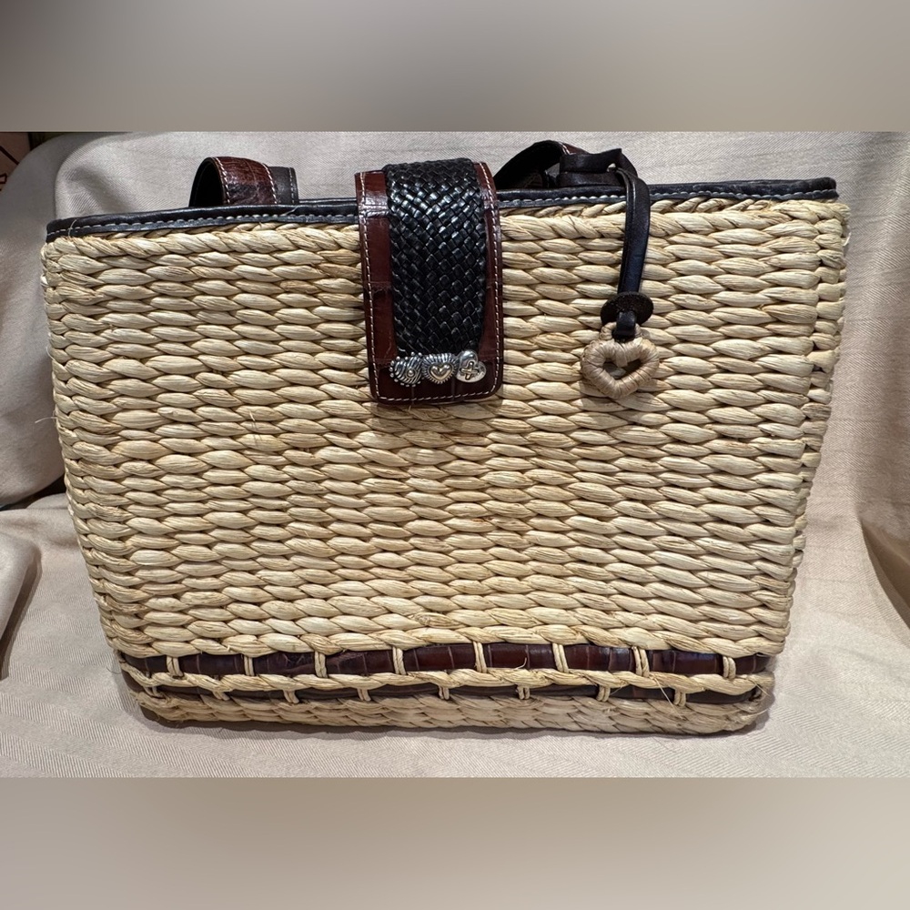 Brighton Straw and Leather Purse EUC